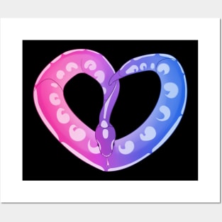 Ball Python Heart (Bi Pride Design) Posters and Art